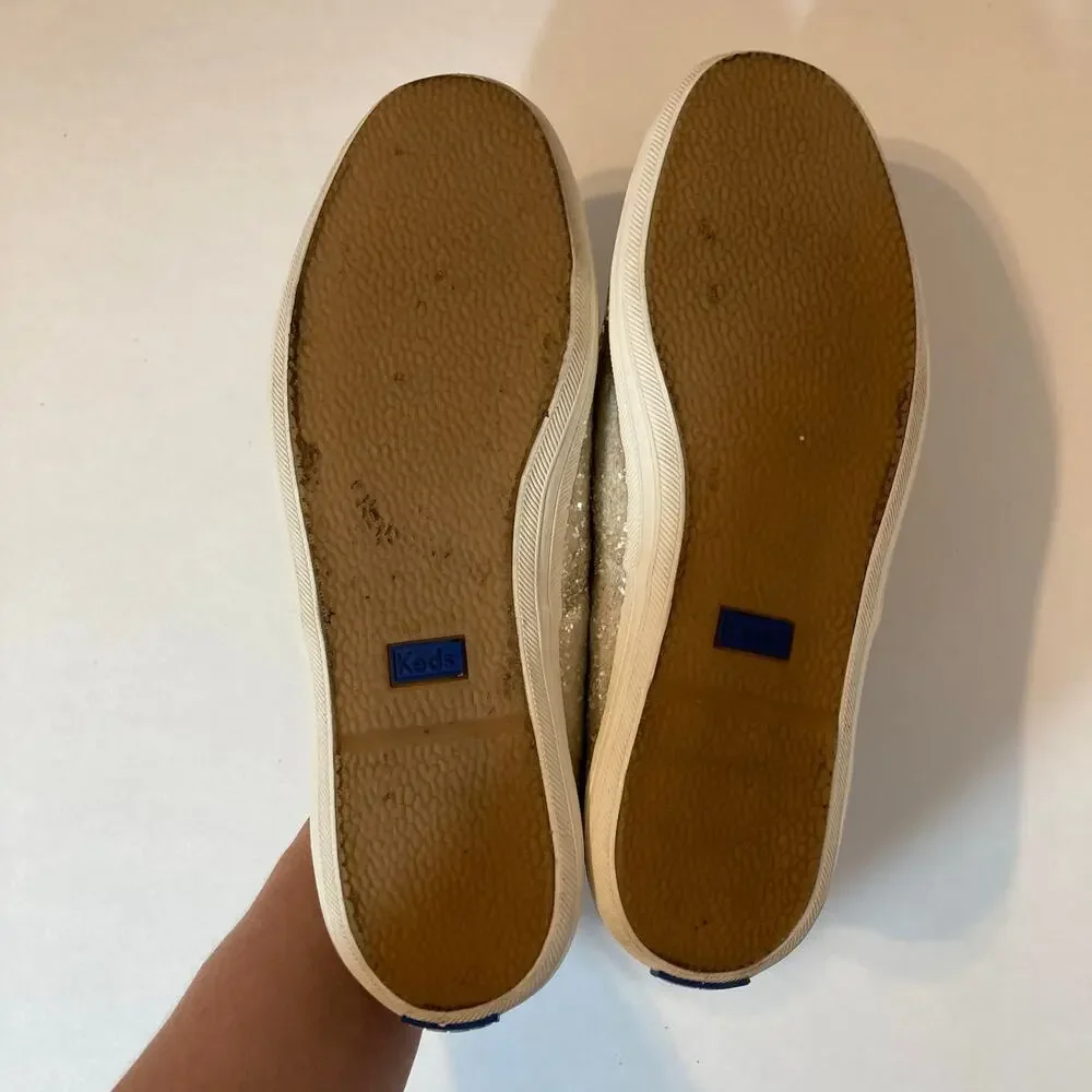 Keds x Kate Spade New York Champion Glitter Cream Lace Up Ribbon Sneakers